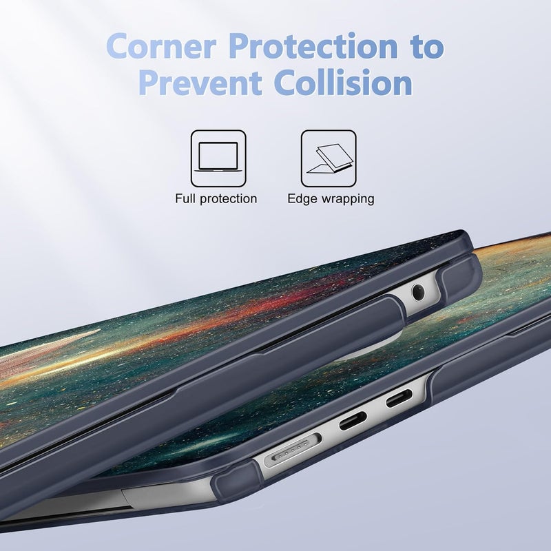 May Chen غطاء لجهاز MacBook Air 13.6 بوصة 2025 2024 2023 2022 موديلات: A3240 A3113 M3 A2681 M2، غطاء صلب بلاستيكي لجهاز MacBook Air 13.6" مع شاشة Retina يتناسب مع Touch ID، نجوم زهرية - Image 3